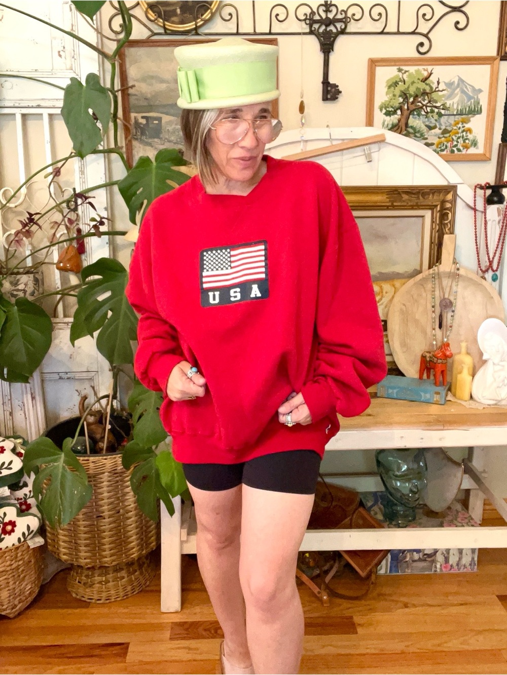 Vintage Y2K Russel Tag American Flag Big Logo Printed Sweatshirt Crewneck - Picture 4 of 4